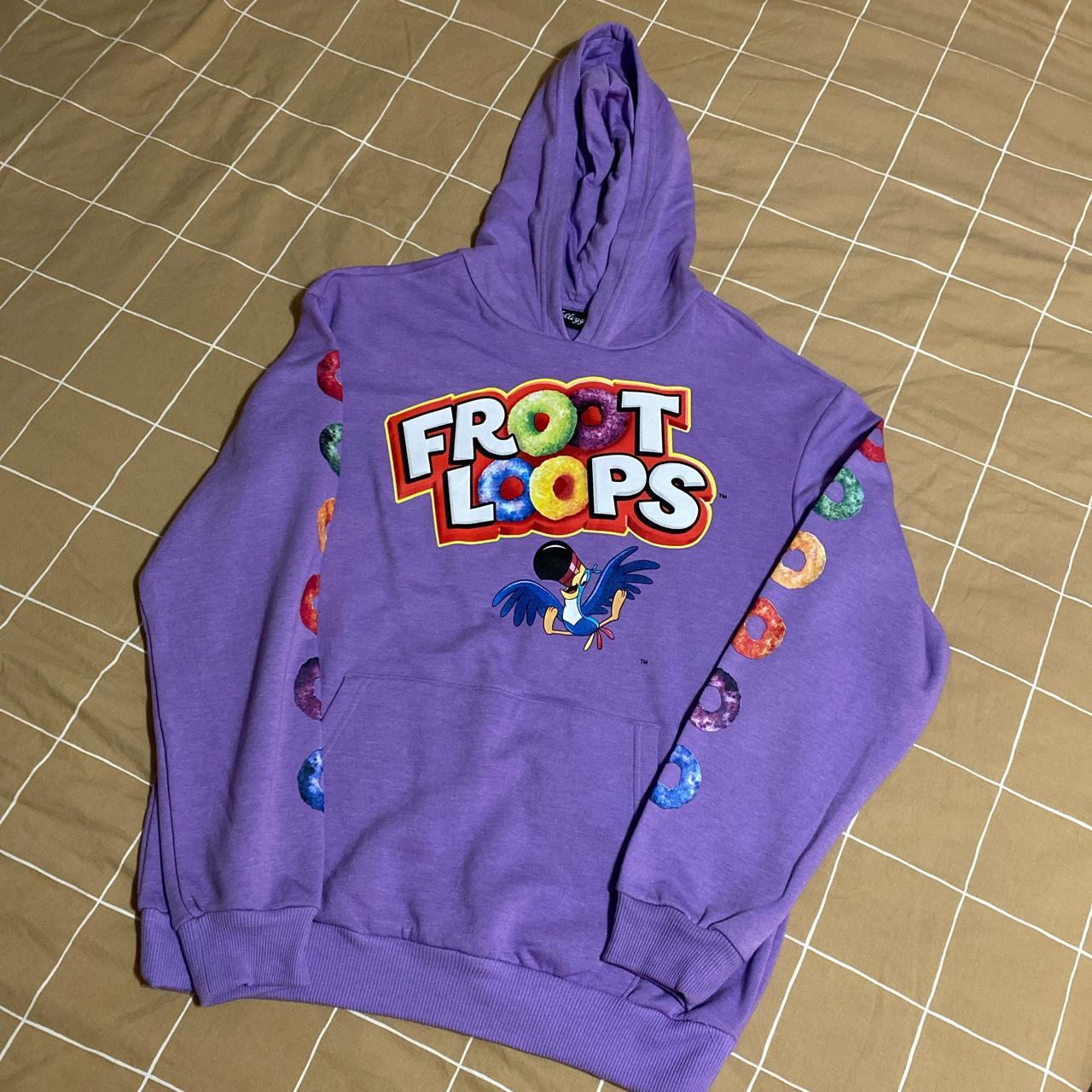 Kellogg’s Purple Froot Loops Hoodie Size... Depop