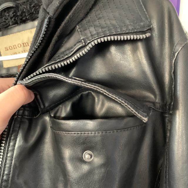 Sonoma Faux Leather Jacket with Hoodie Men's Large... - Depop