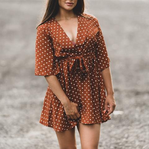 Burnt orange clearance polka dot dress