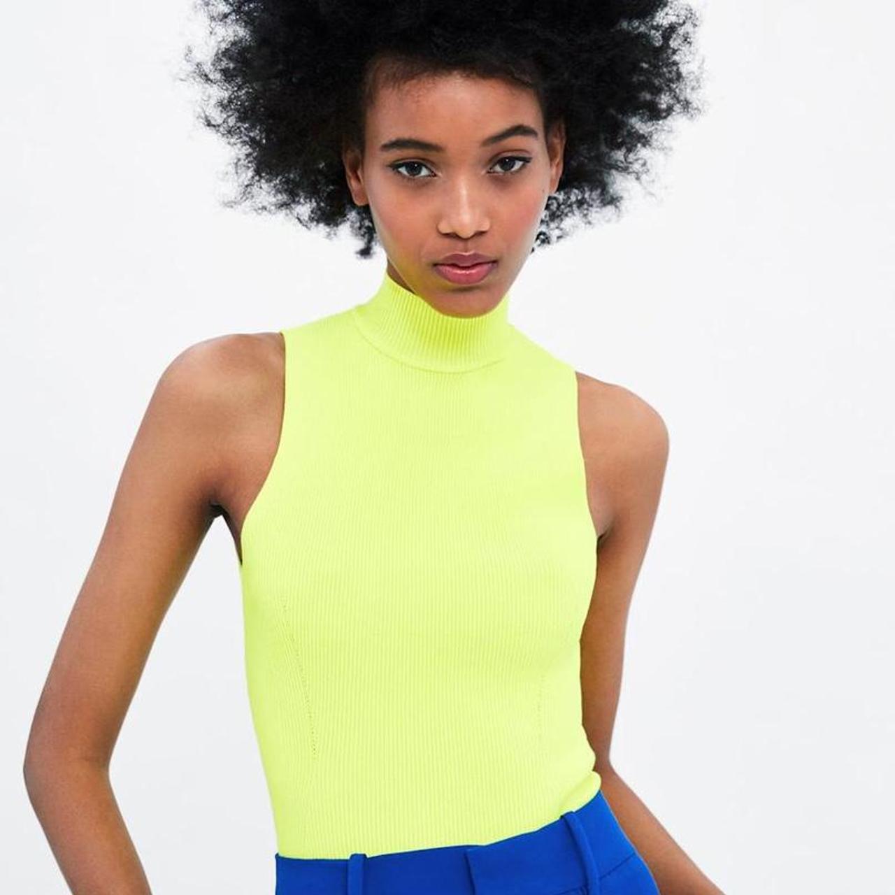 ZARA Yellow Top SIZE S highneck zara croptop Depop