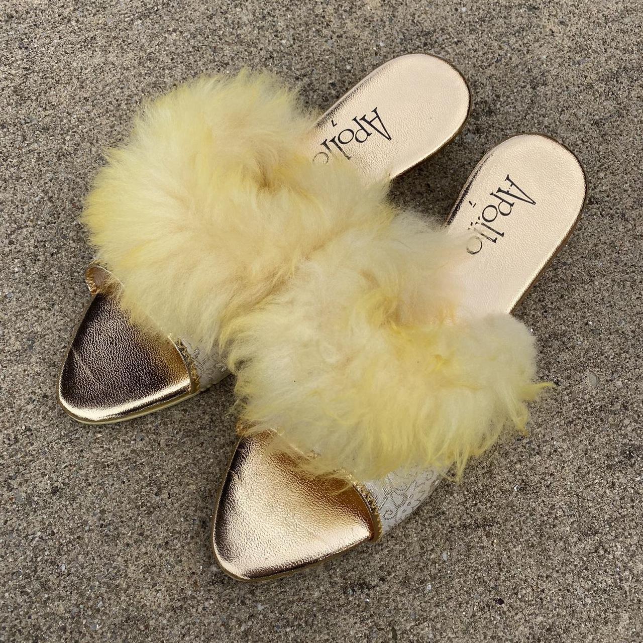 yellow box slippers furry