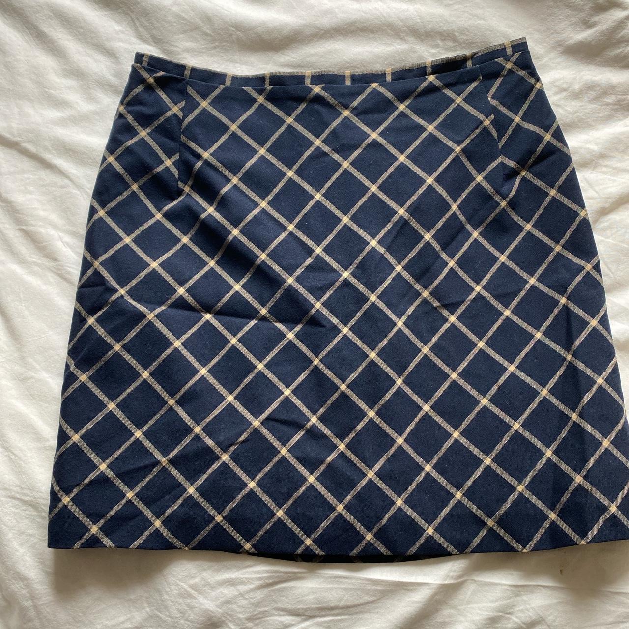 New Look Women's Blue and Cream Skirt | Depop