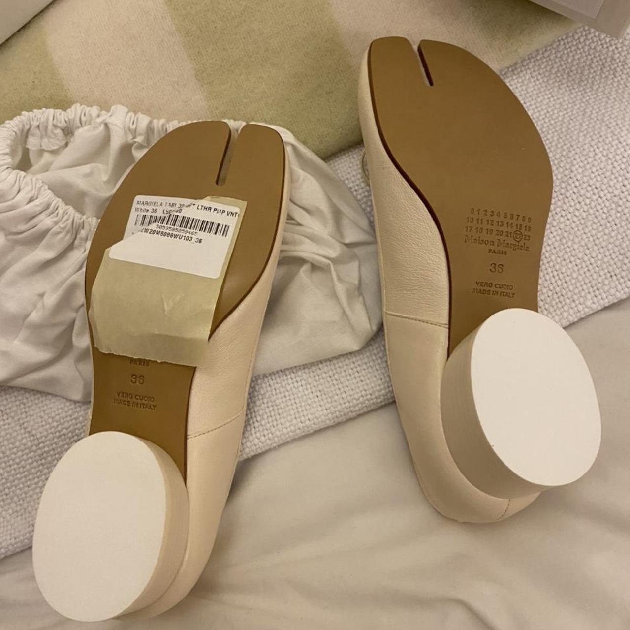 Margiela tabi cream ballet pumps with small heel... Depop