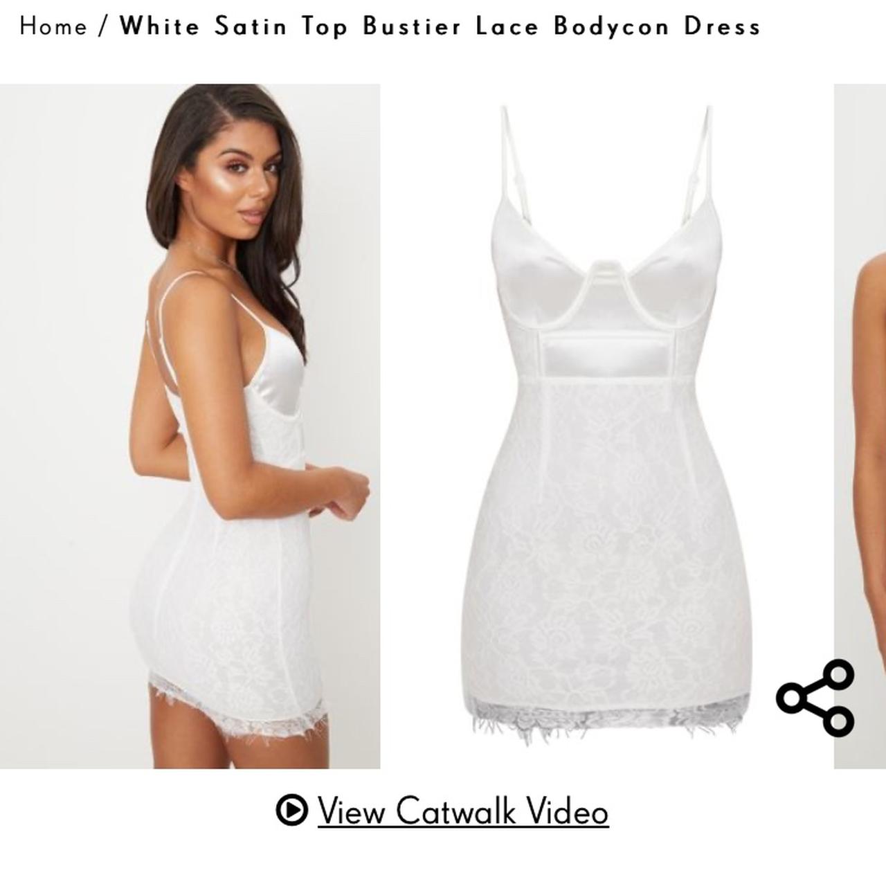 White satin top bustier lace hot sale bodycon dress