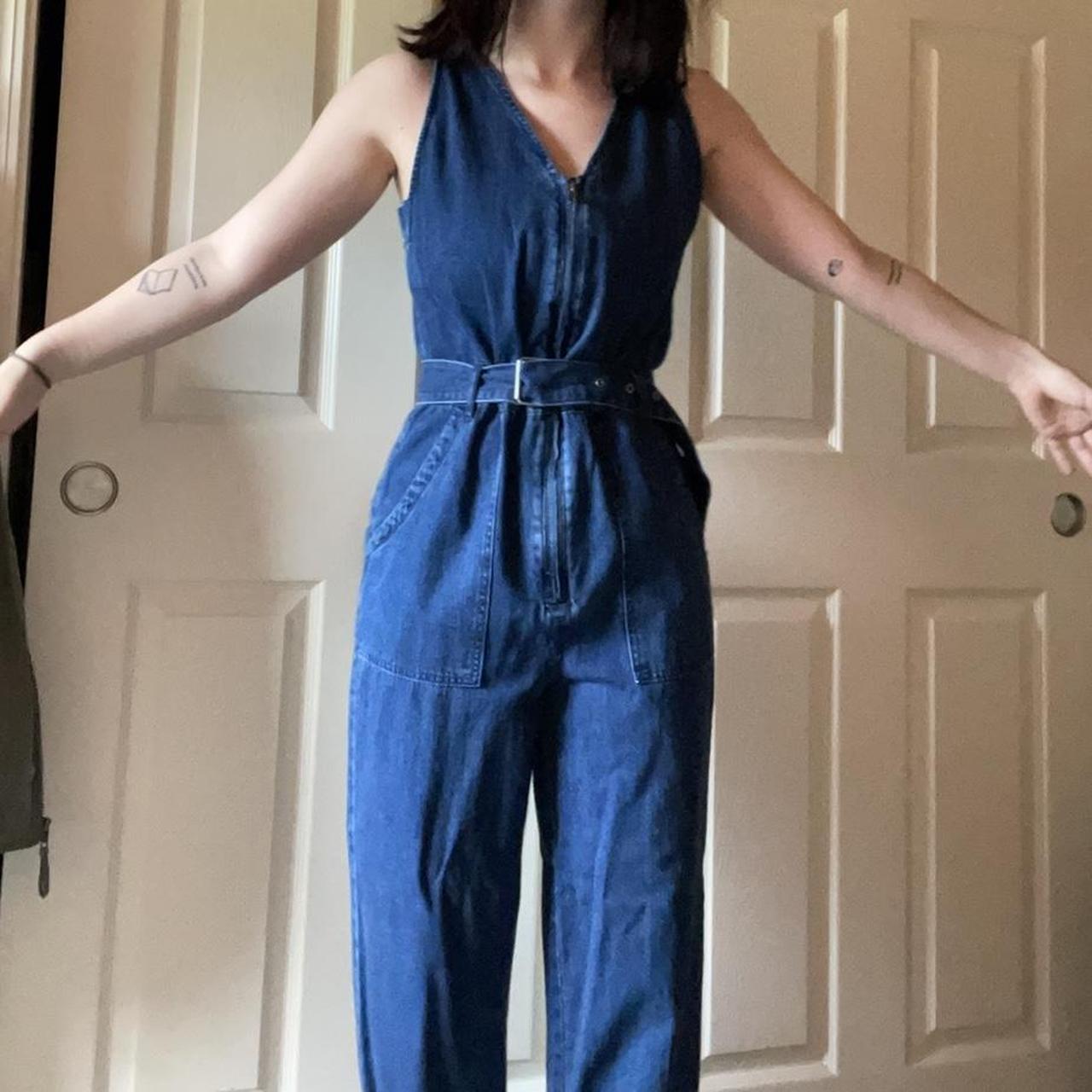 Target Women's Blue and Navy Jumpsuit Depop