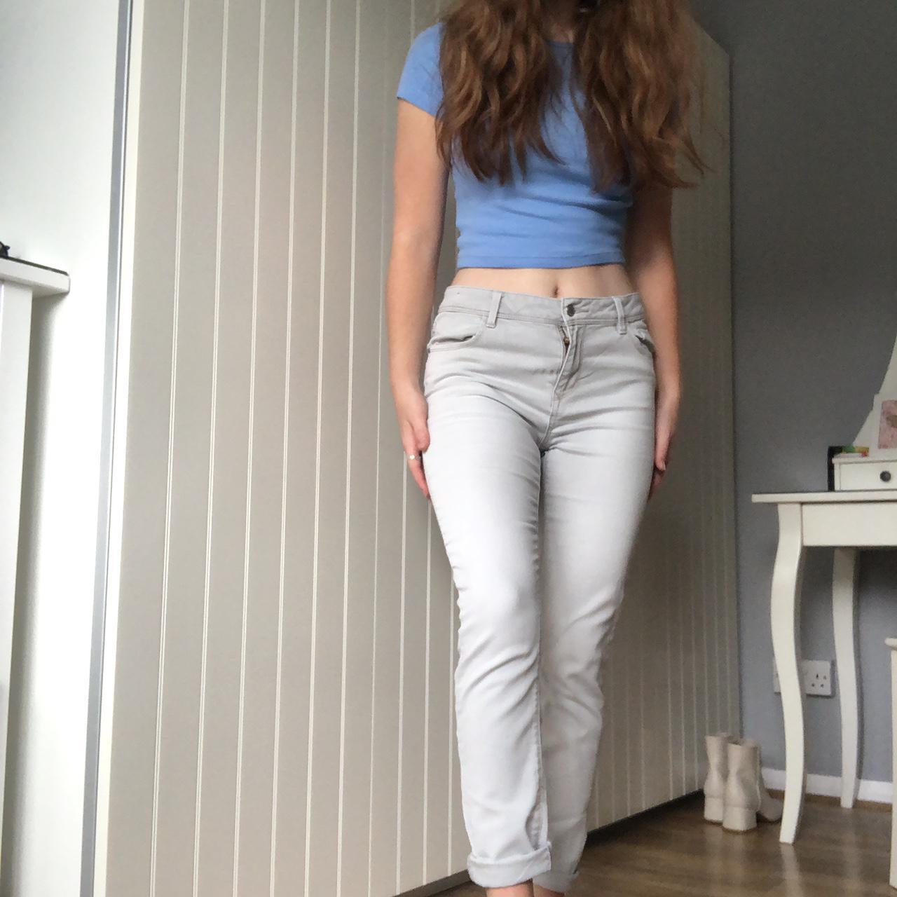 Matalan Women's Grey and Cream Jeans Depop