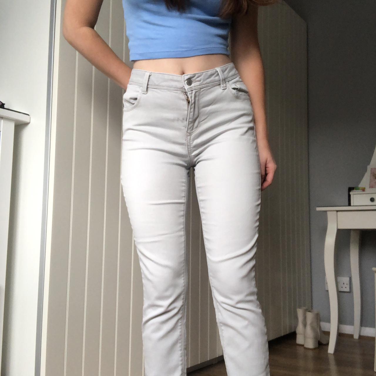 Matalan Women's Grey and Cream Jeans Depop