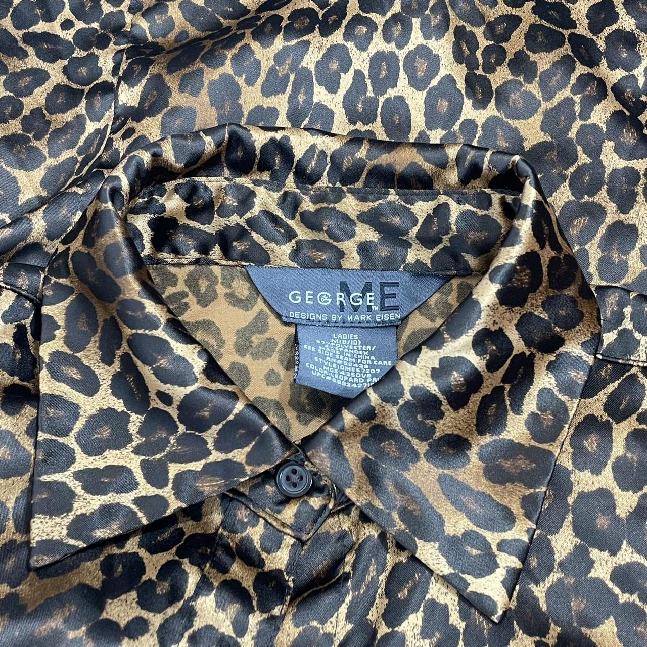 George Leopard print button down blouse Size... - Depop