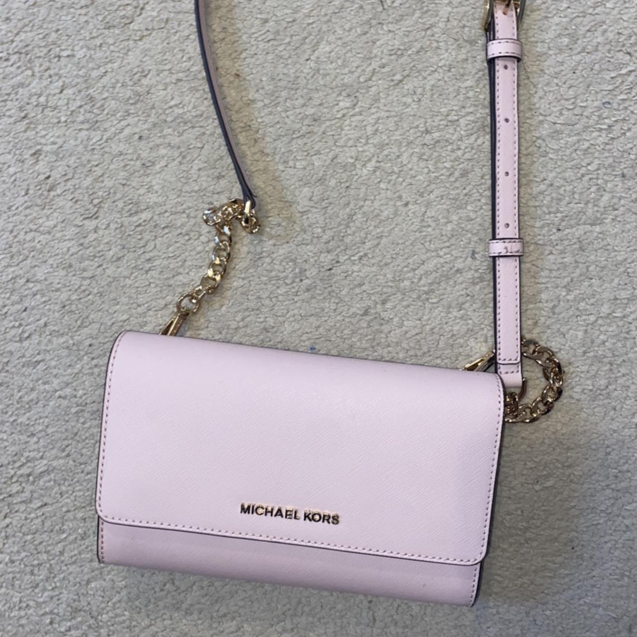Baby pink Michael Kors shoulder bag clutch... Depop