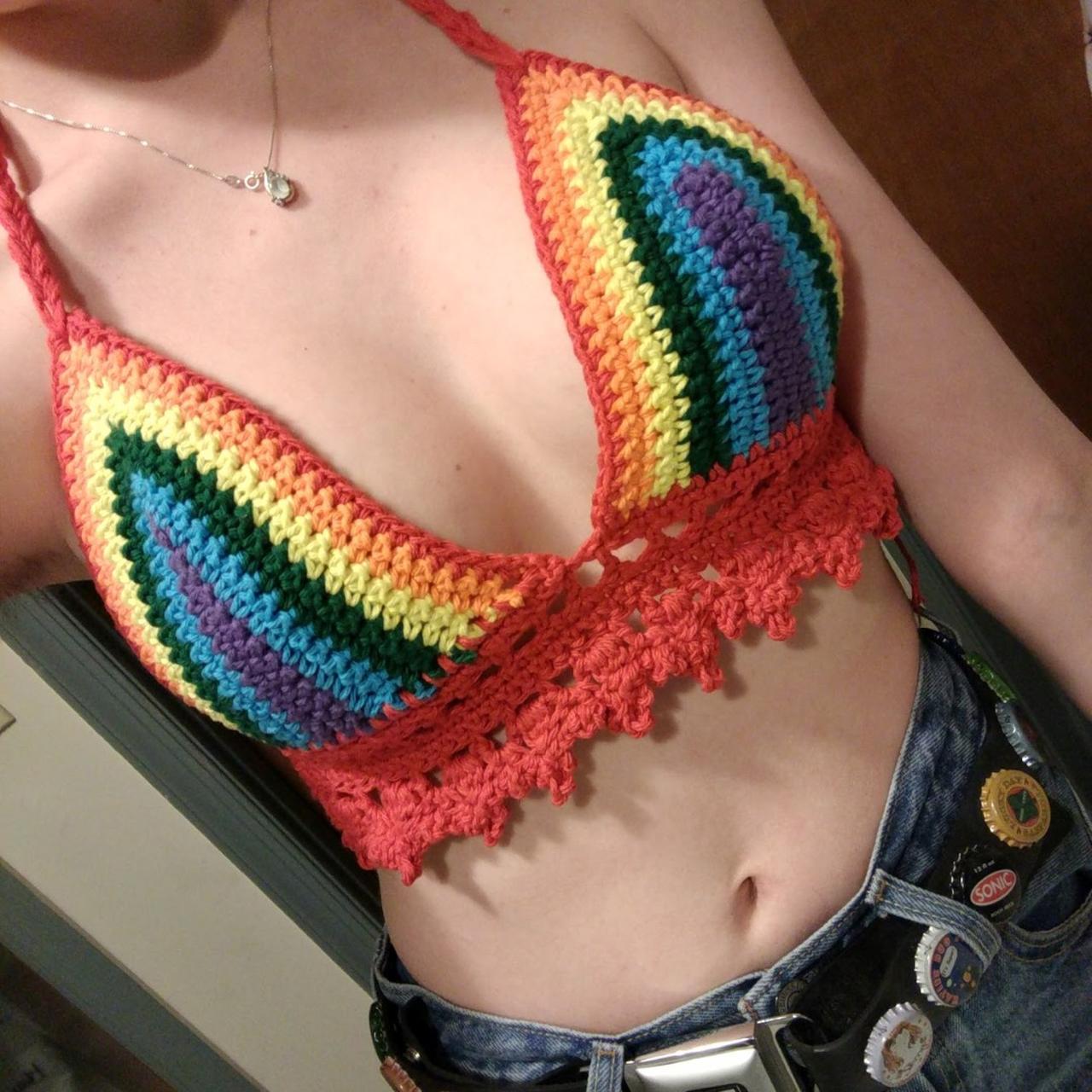Colourful Festival rainbow sequin bra 🌈🌈🌈 Bought - Depop