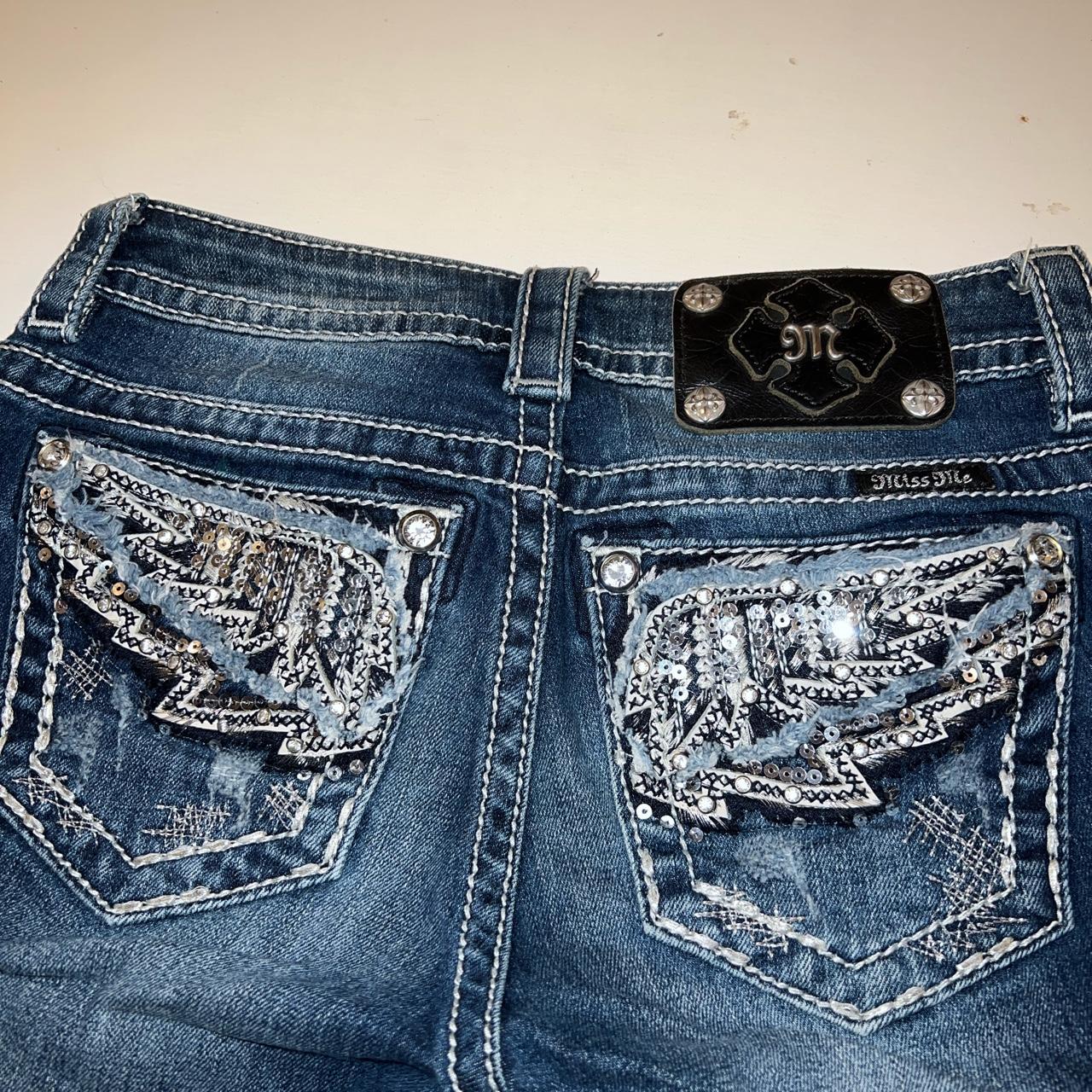 Miss Me bedazzle back pocket denim jeans. Free... - Depop