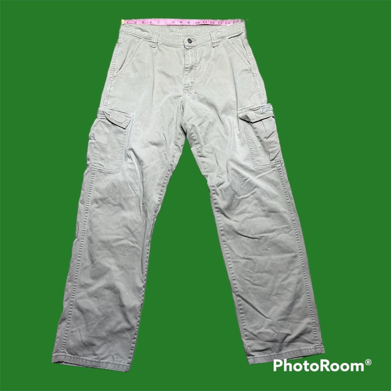 Mens vintage wrangler y2k cargo tan pants in Size... Depop