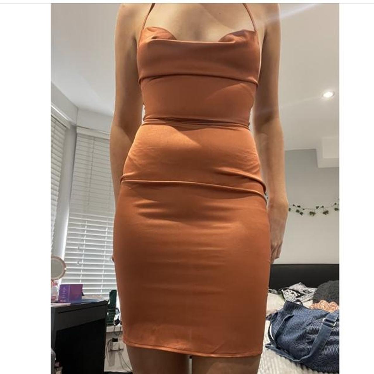 rust strappy back cowl