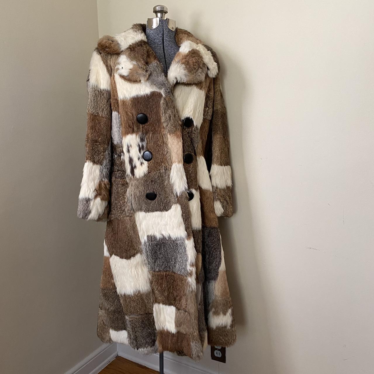 Vintage 1970s Patchwork Rabbit deals Fur Coat