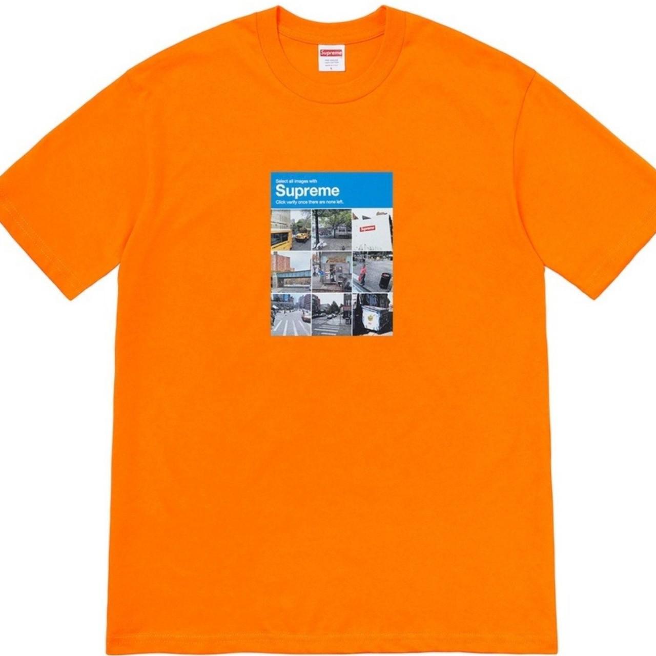 Supreme Men's Orange and Blue T-shirt (2)