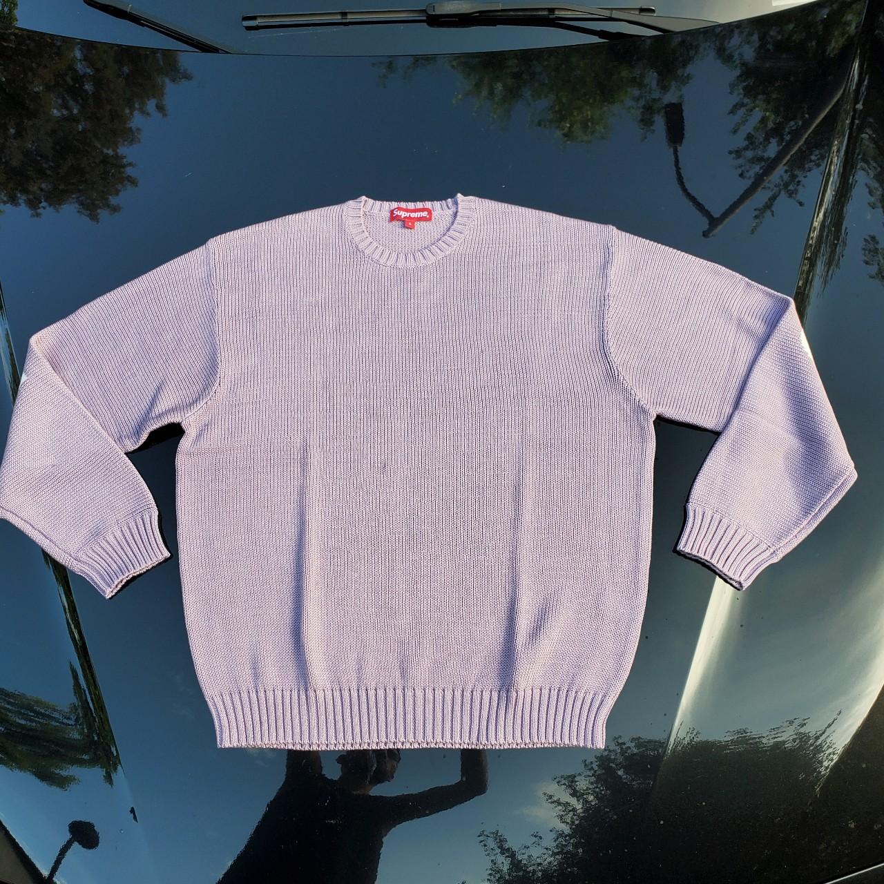 supreme back logo sweater lilac