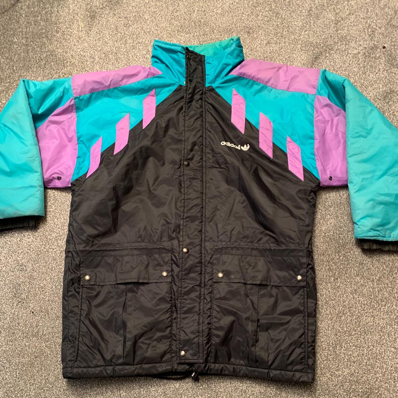 Adidas Jacket - Black/Blue/Pink - Size: XL #retro... - Depop