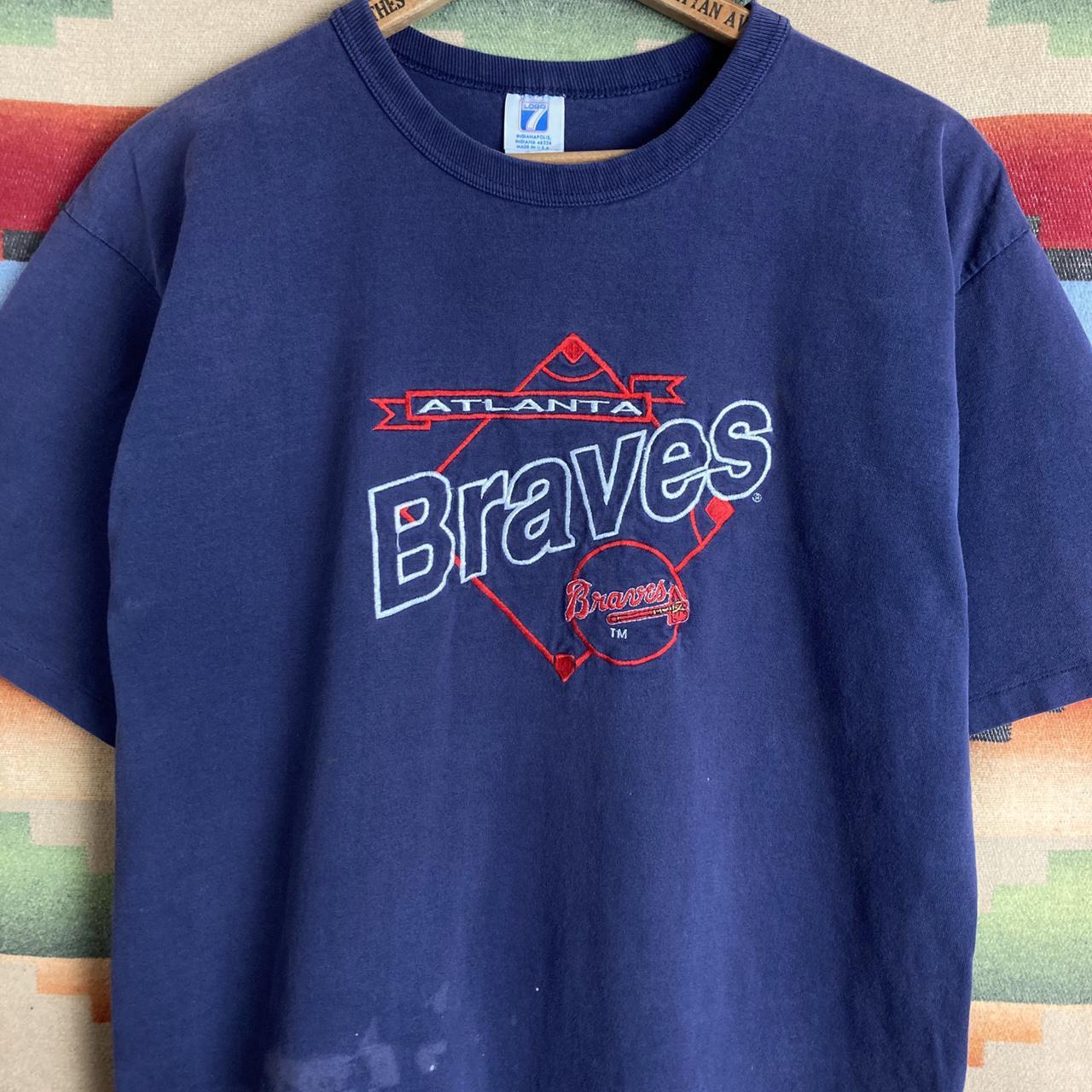 Vintage 90s Atlanta Braves MLB Baseball Embroidered... - Depop