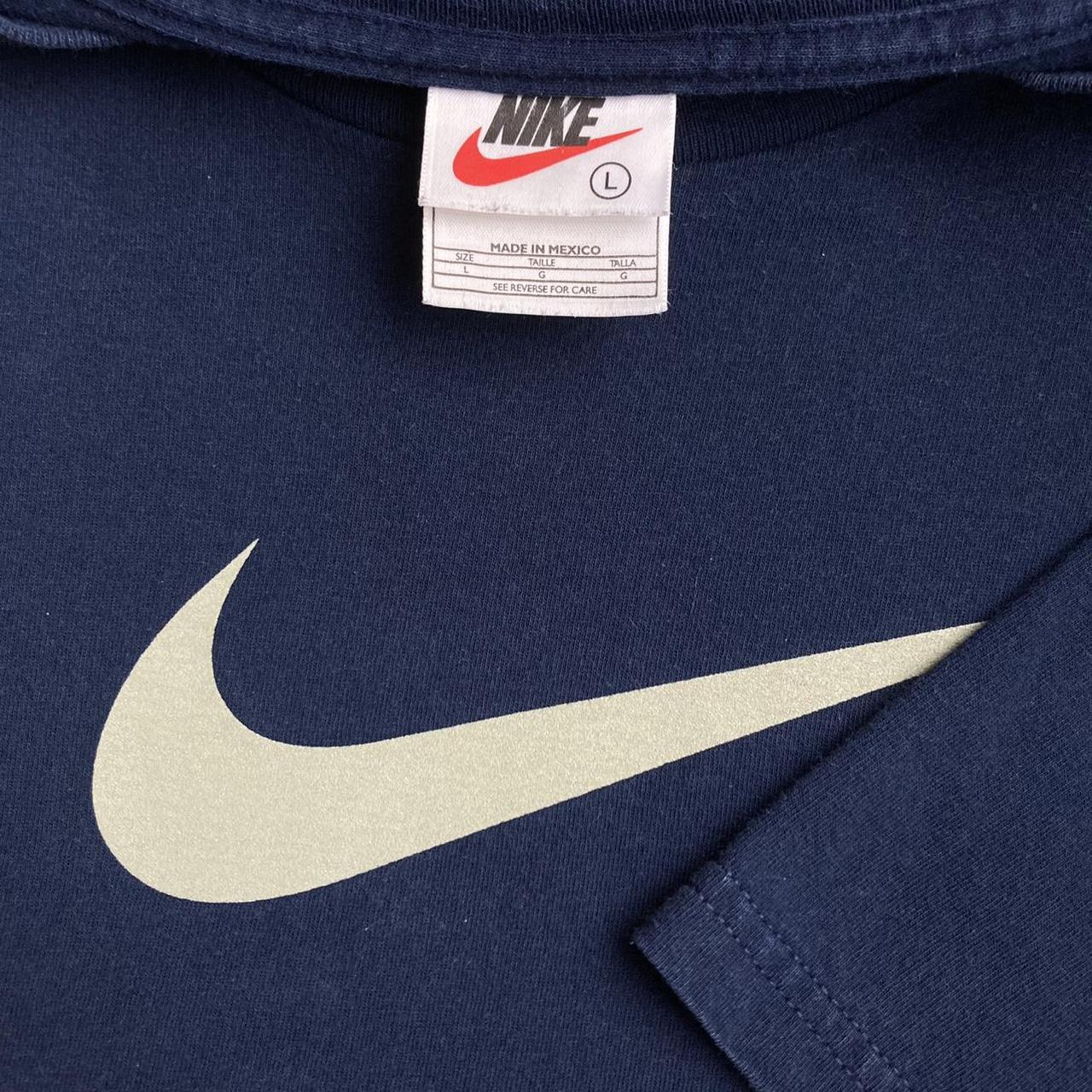 Vintage 90s Nike Big Swoosh Navy Blue T-shirt | Size... - Depop