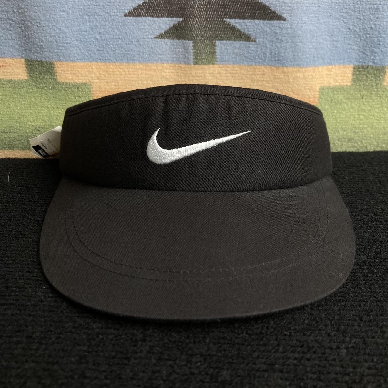 Vintage 90s Nike Swoosh Embroidered Black Strapback... - Depop