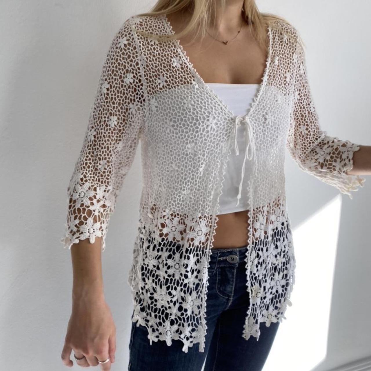 Amazing white Crochet beach cover up. Such a cute... - Depop