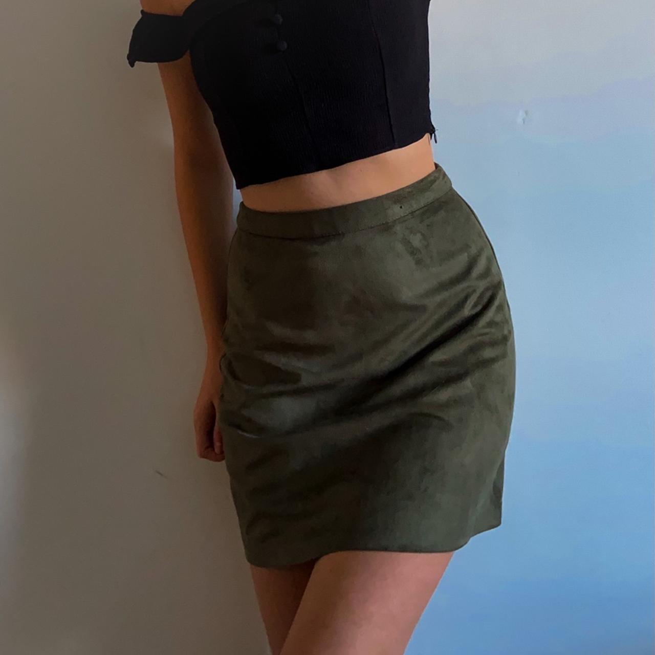 Khaki velvet 2025 pencil skirt