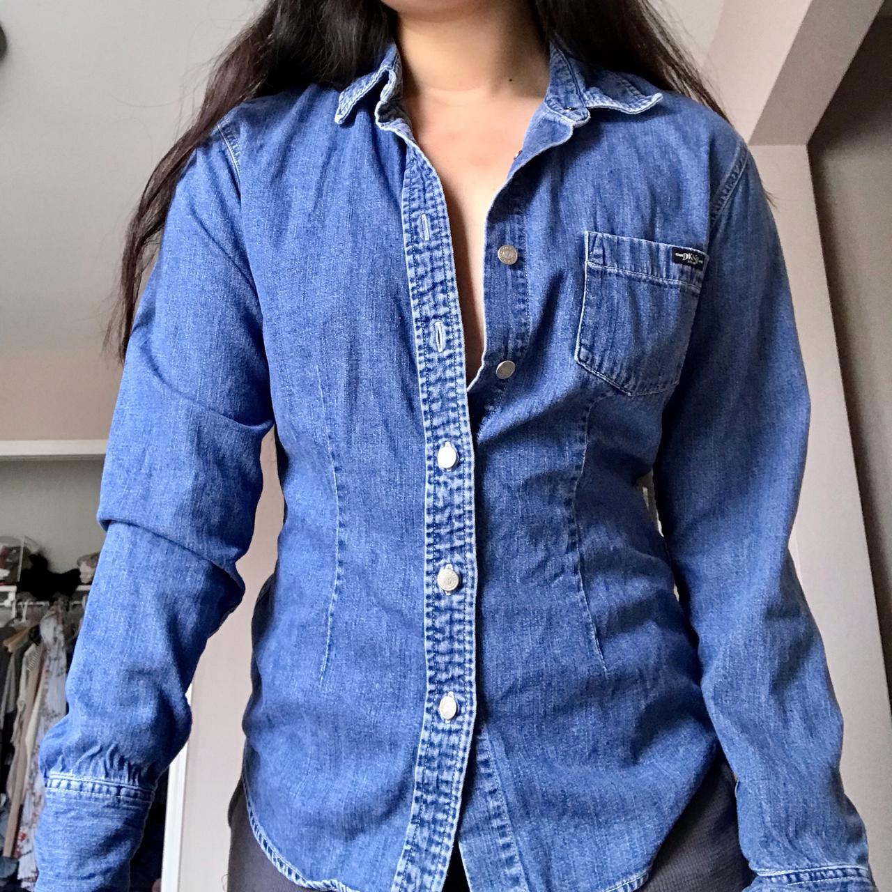 DKNY Jeans denim shirt. Tag says size 10, but would... - Depop