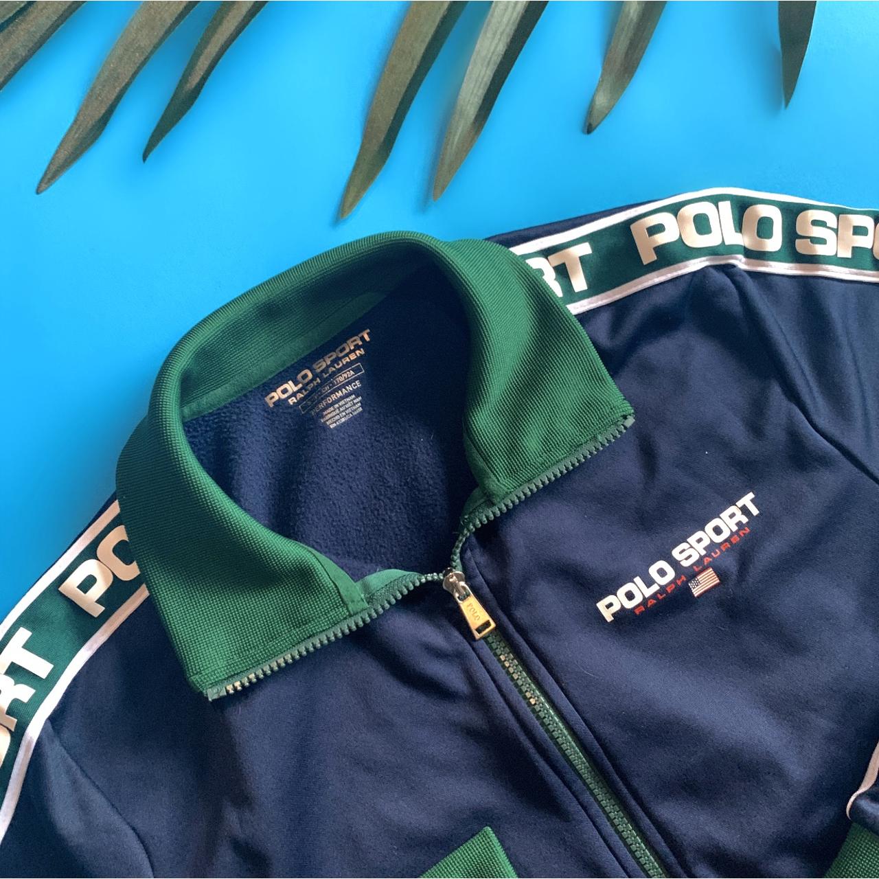 Polo Sport Men's Navy and Green Sweatshirt Depop