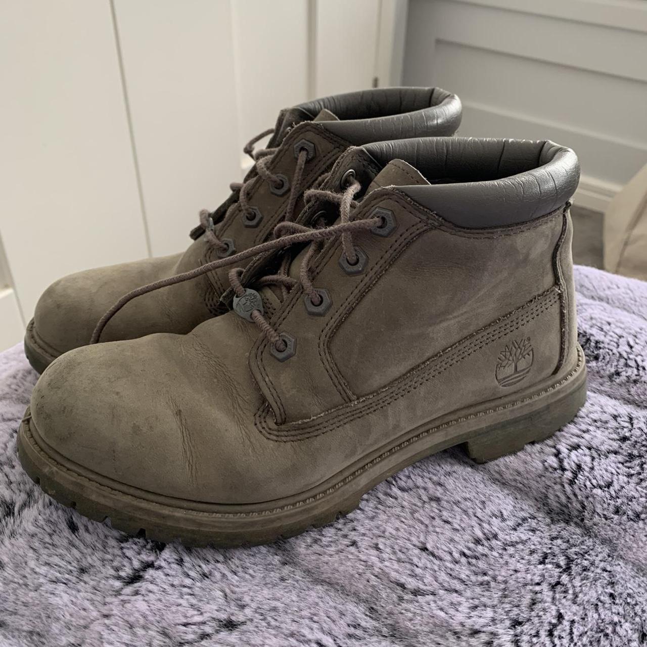 Timberland Women's Grey and Silver Boots | Depop