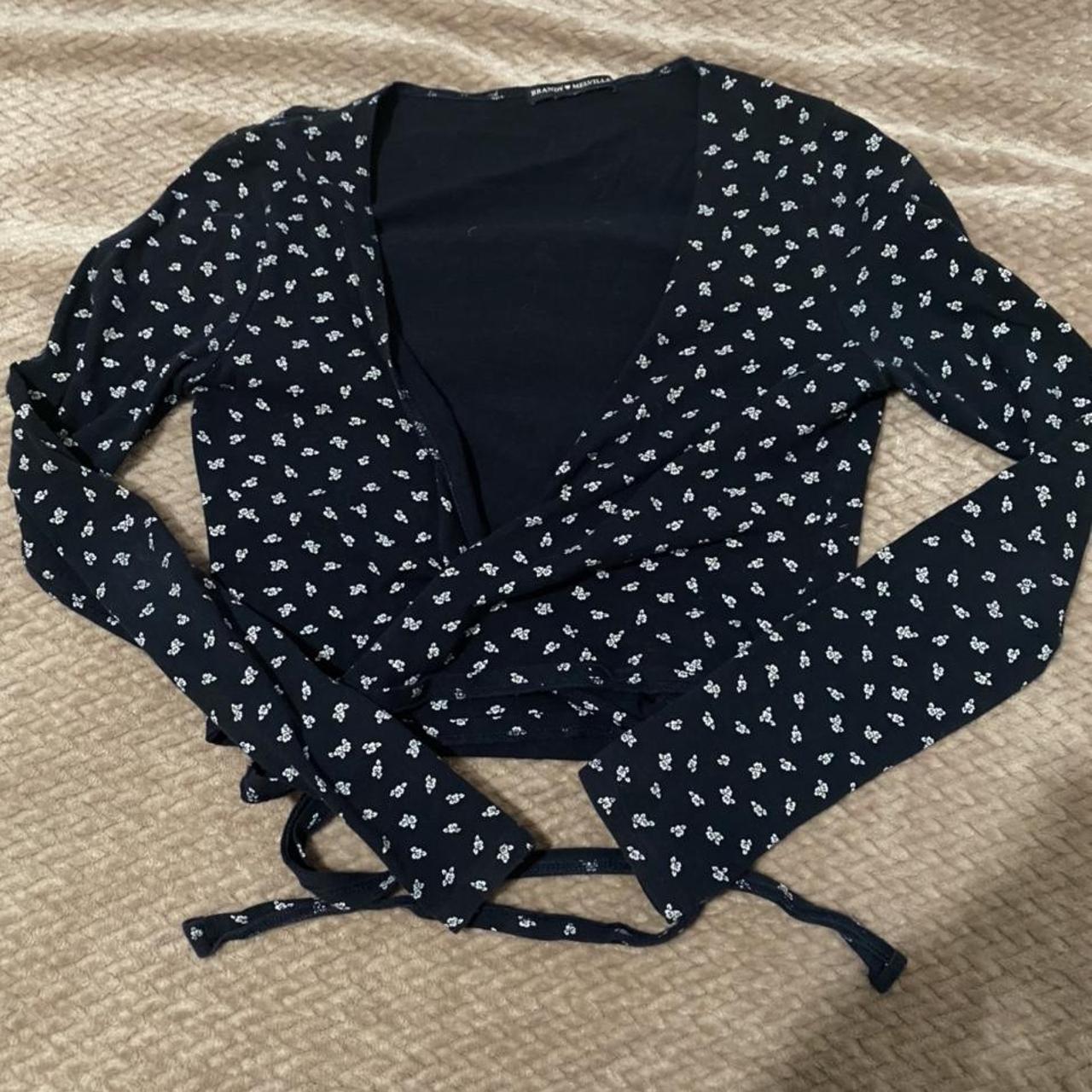 Floral brandy Melville wrap top Good condition no... - Depop