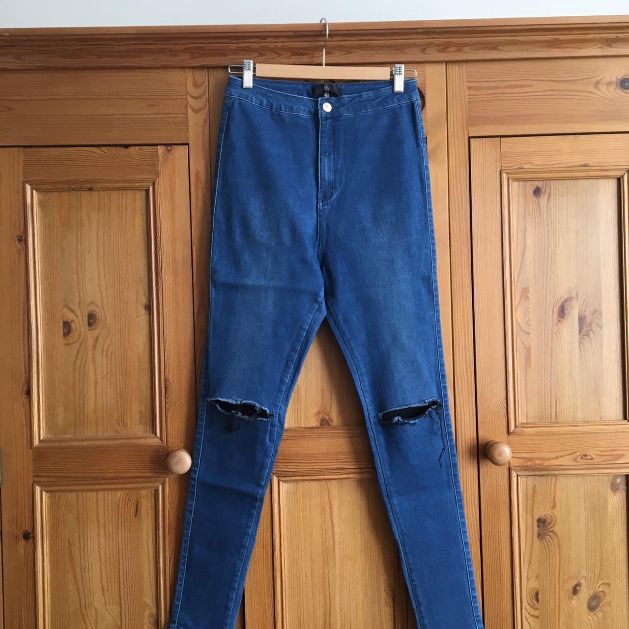 Missguided mid blue ripped skinny jeans, Depop