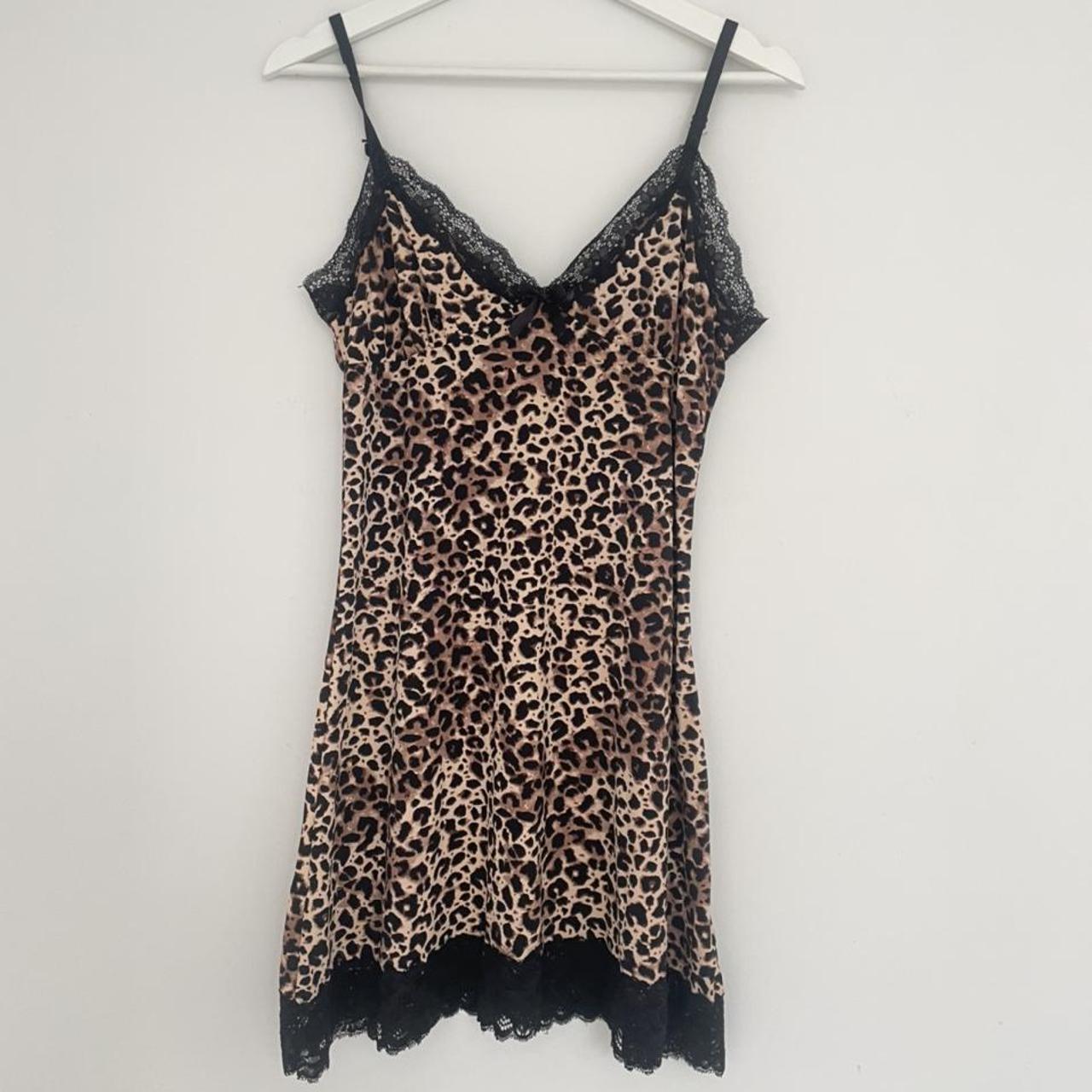 cheetah print slip dress size small... - Depop