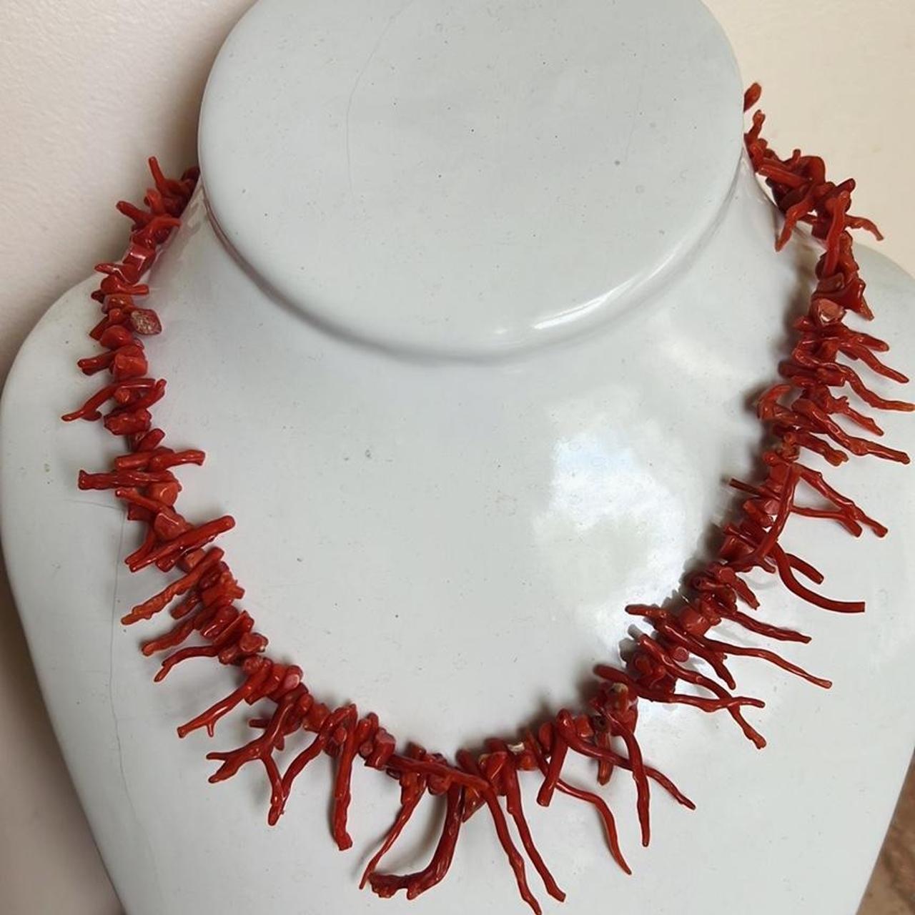 Vintage red coral branch necklace rare ! Super nice - Depop