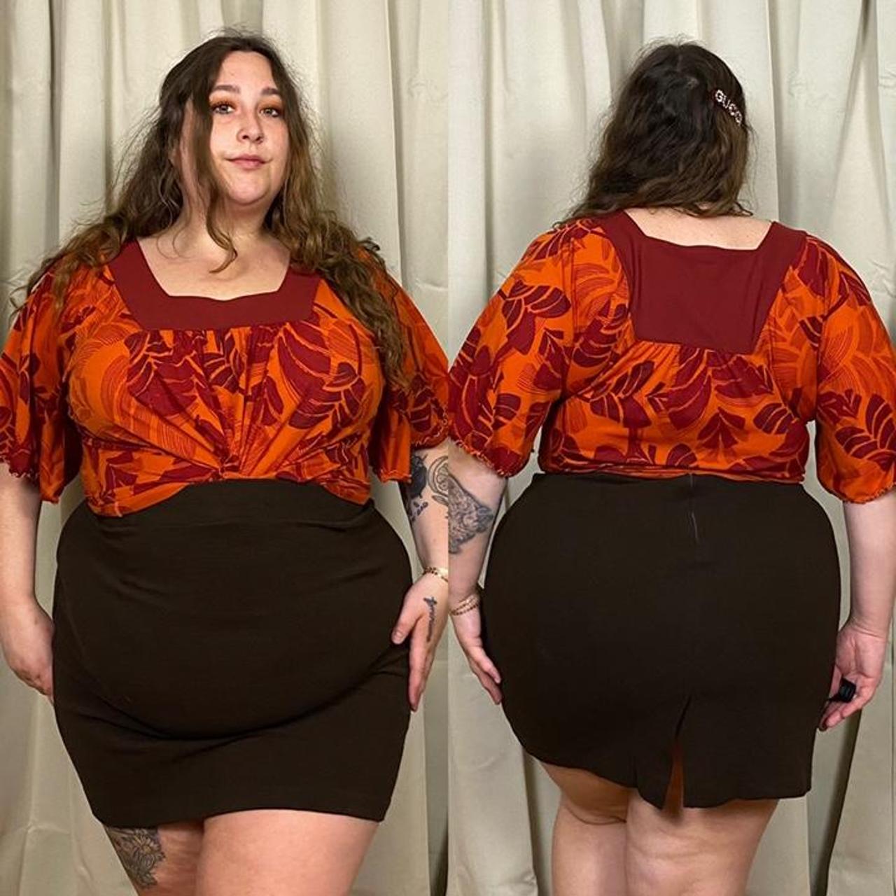 Lane Bryant Women's Red and Orange Blouse | Depop