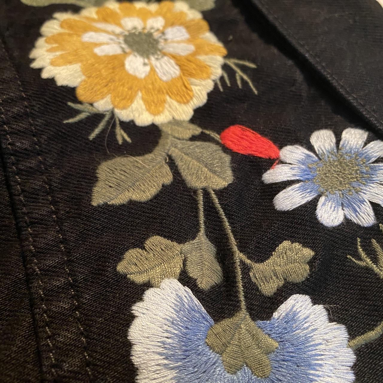 Levi’s trucker jacket. Floral embroidery all along... - Depop