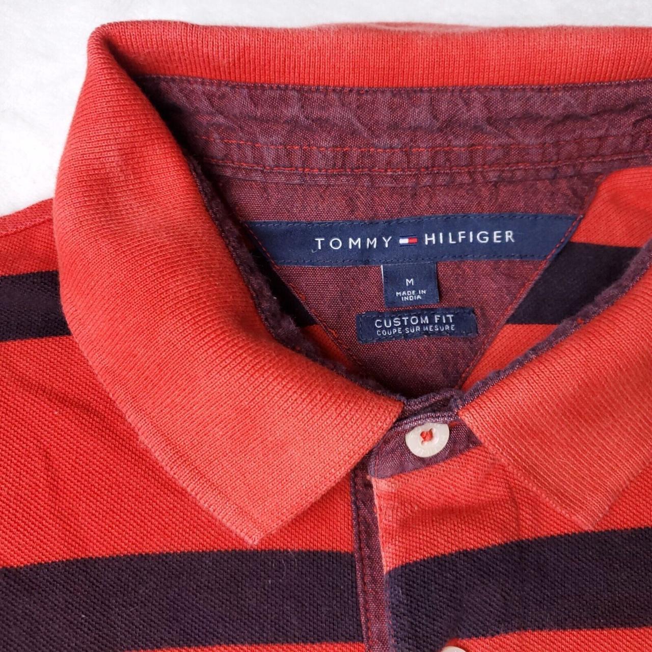 Tommy Hilfiger Mens Shirt Red/Green Striped Coupe Sur Mesure Custom Fit  Medium
