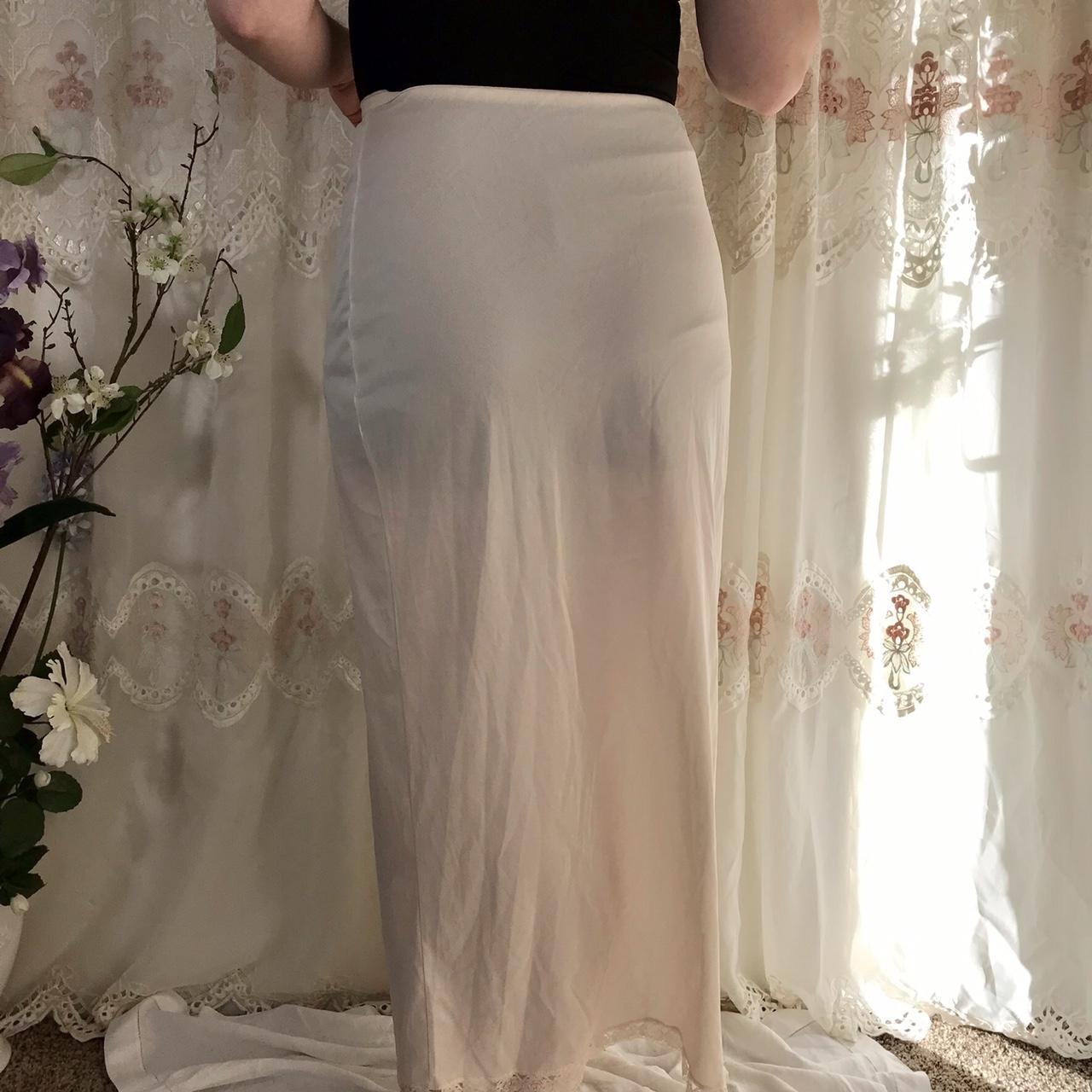 Vintage full length half slip, cream nylon, lace hem... Depop