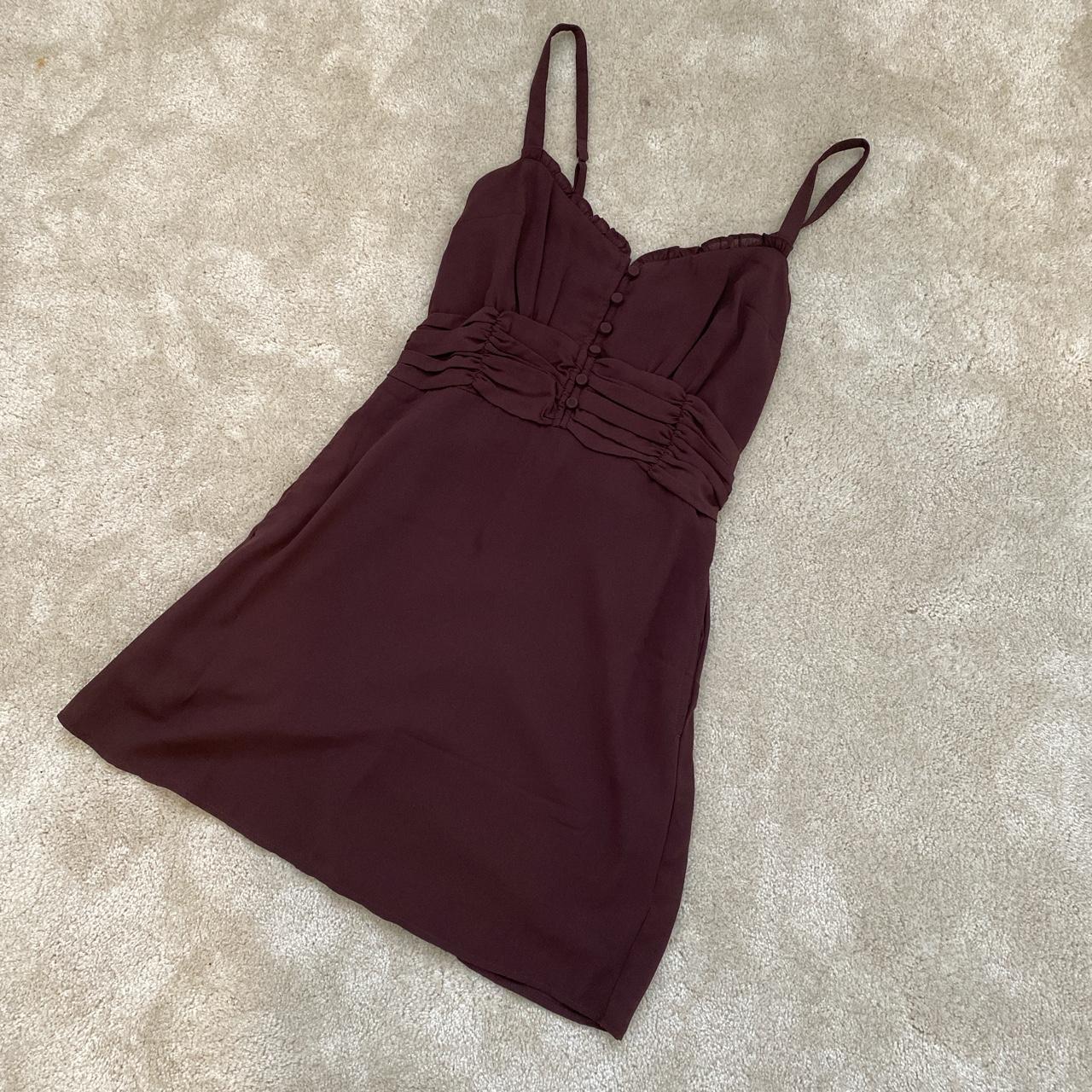 Abercrombie & Fitch burgundy dress Button detail,... - Depop