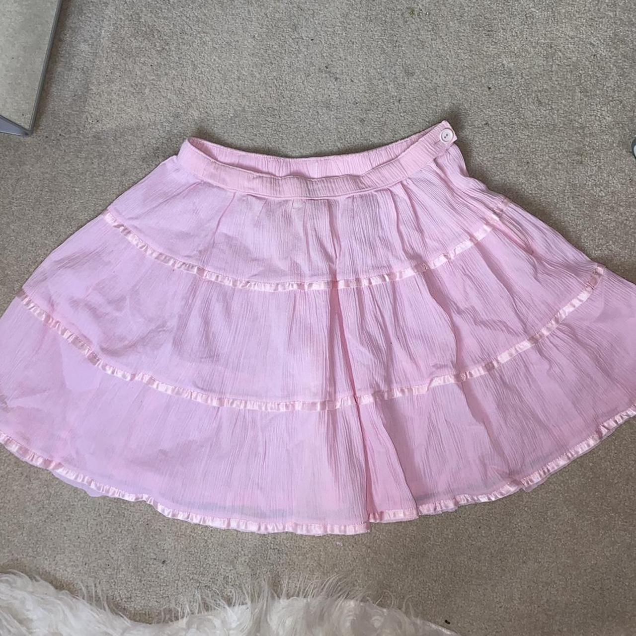 Bubblegum Pink tiered mini skirt Slightly sheer so... - Depop