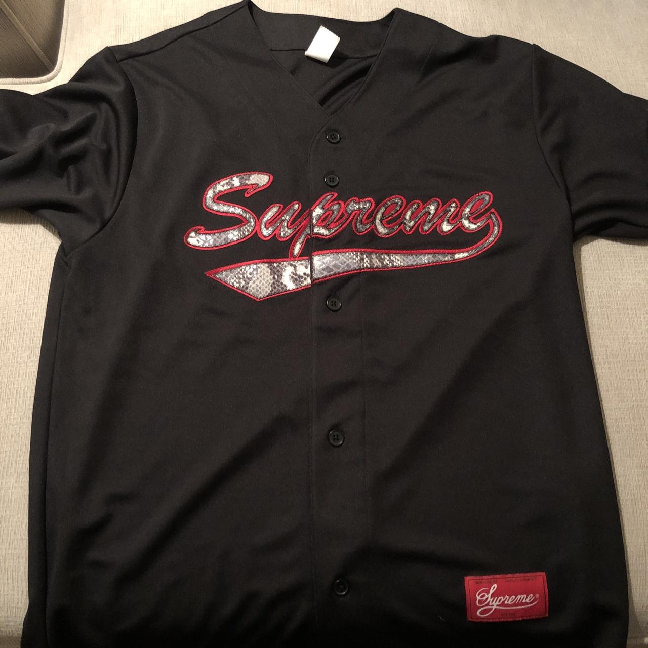 Supreme snake script baseball jersey, worn once and - Depop