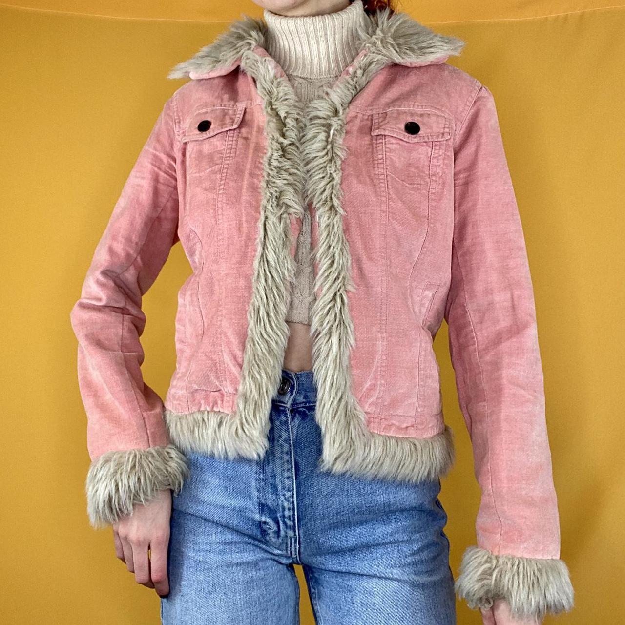 pink cord jacket with fur