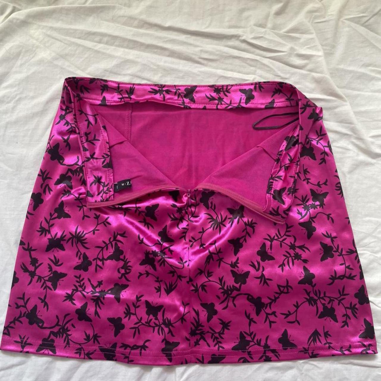 Hot pink 💓pencil skirt with black butterfly pattern... - Depop