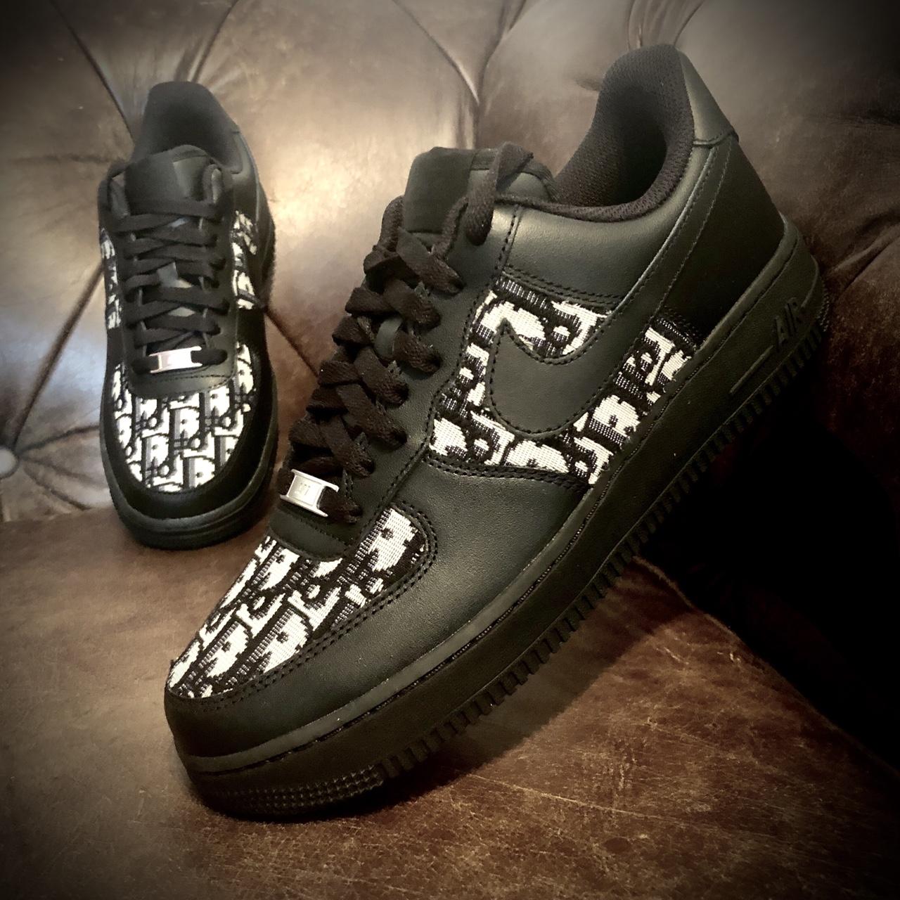 Black Dior Air Force Ones Custom Shoes Air Force Dior Custom Dior