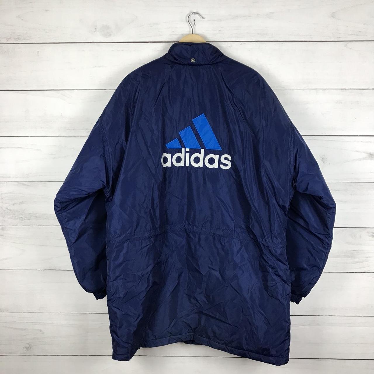 Vintage 1990s Adidas Embroidered Coat Puffer Jacket... - Depop