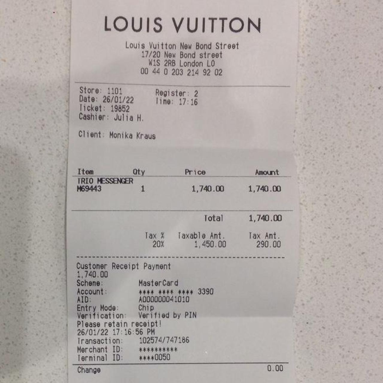 Louis Vuitton, Bags, Receipt For Lv Bags