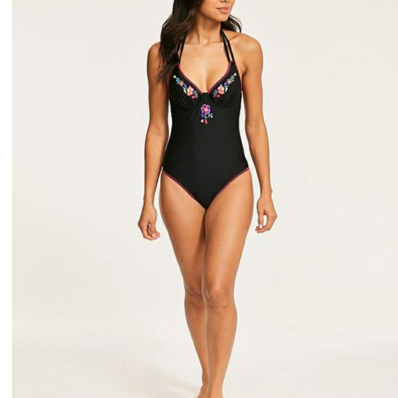 Embroidered Tummy Control Swimsuit