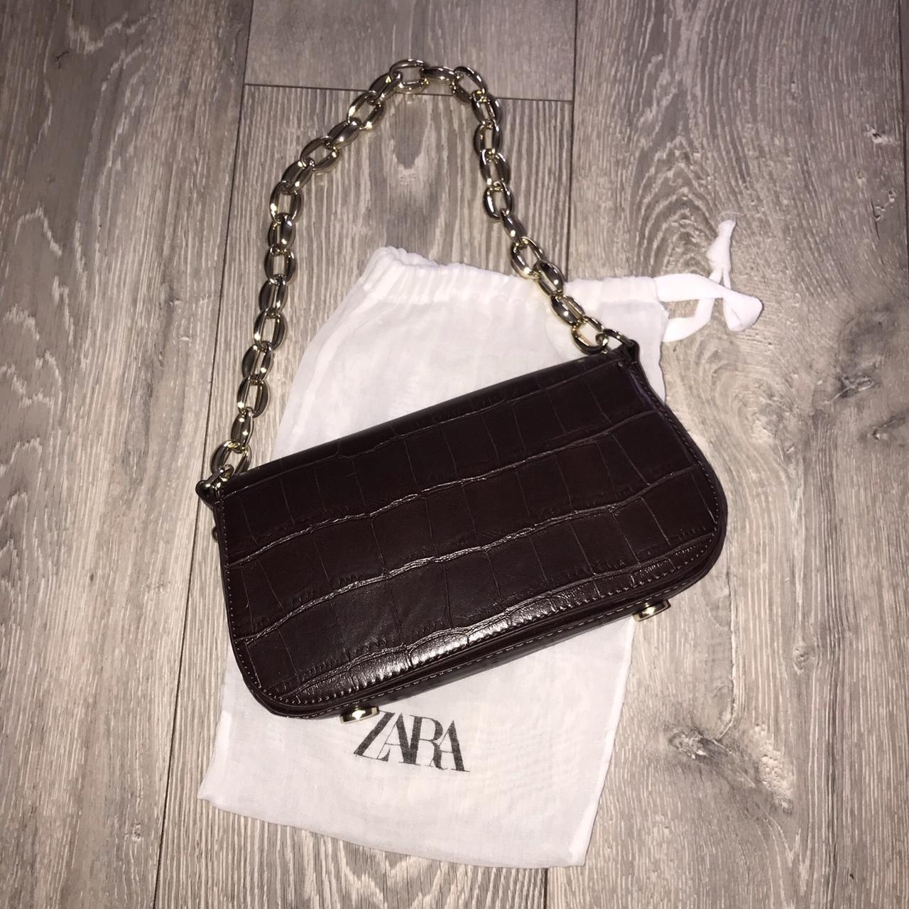 zara brown croc bag