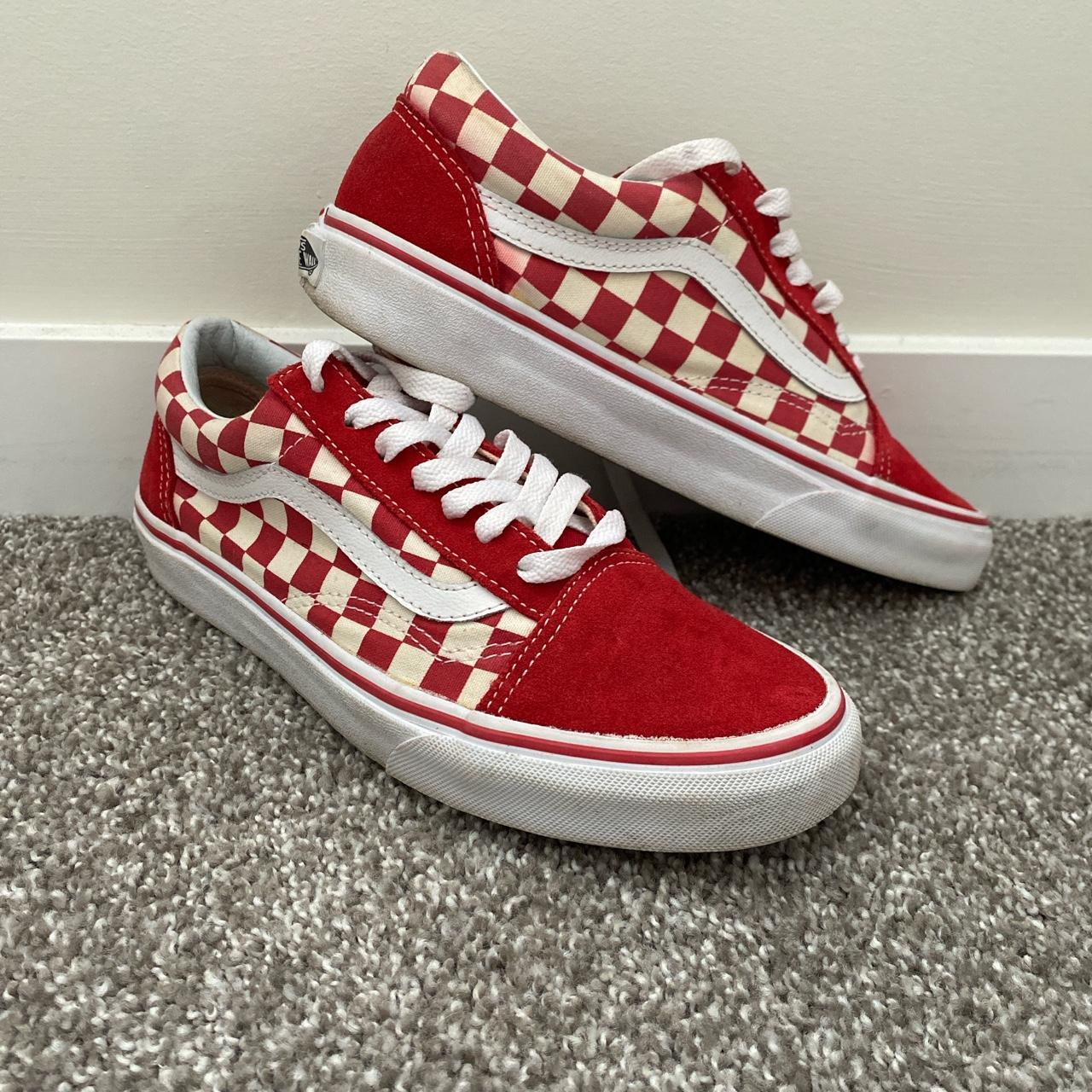 Red checkered vans. Women’s size 7.5. Mens 6. In... - Depop