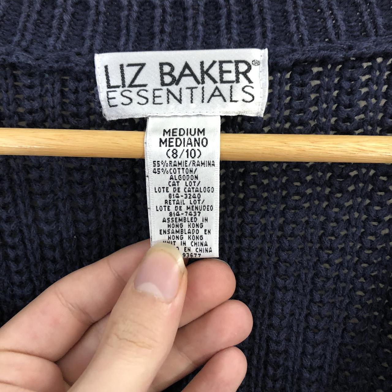 Vintage 1990a Liz Baker Essentials navy blue chunky... - Depop