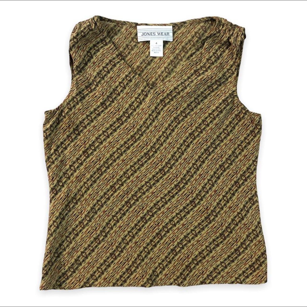 Vintage 1990s Jones Wear silk boho tan and brown... Depop